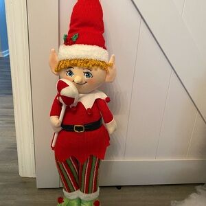 Festive Elf Holiday Decoration in Red and Green